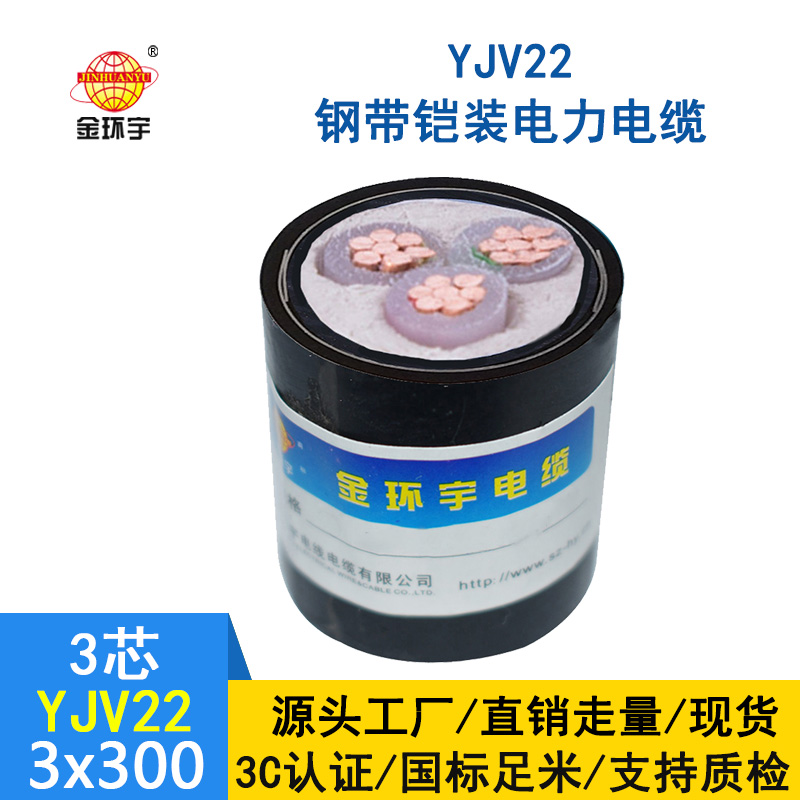 金環(huán)宇 國標YJV22 3*300平方鋼帶鎧裝電纜