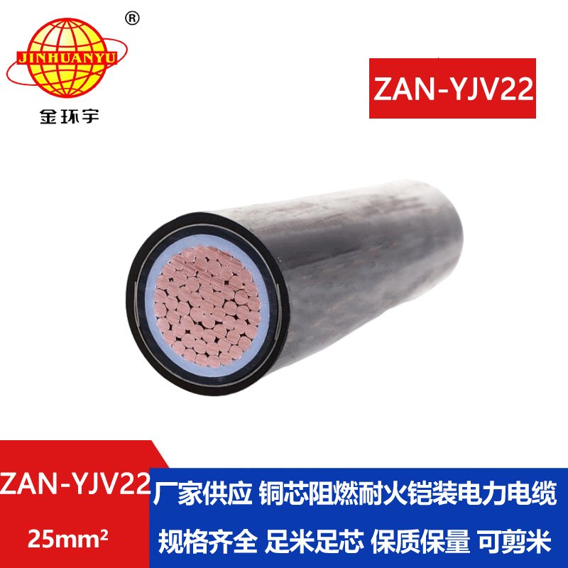 金環(huán)宇電纜 深圳yjv22電力電纜ZAN-YJV22-25平方 阻燃耐火鎧裝電纜