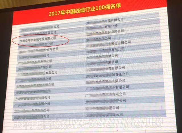 金環(huán)宇電纜行業(yè)百強(qiáng)