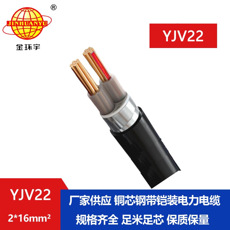 金環(huán)宇電線電纜 銅芯鎧裝電纜 YJV22 2X16平方低壓電力電纜