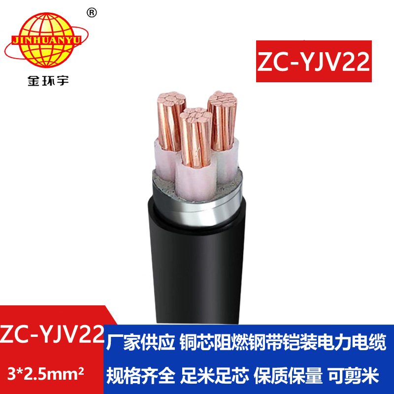 金環(huán)宇電纜 深圳c級阻燃yjv22電纜ZC-YJV22 3X2.5鎧裝電纜