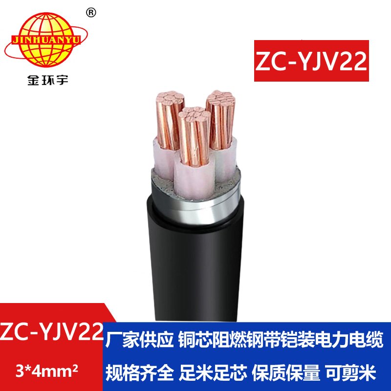 金環(huán)宇電纜 yjv22鎧裝電力電纜 阻燃c類電纜ZC-YJV22 3X4平方