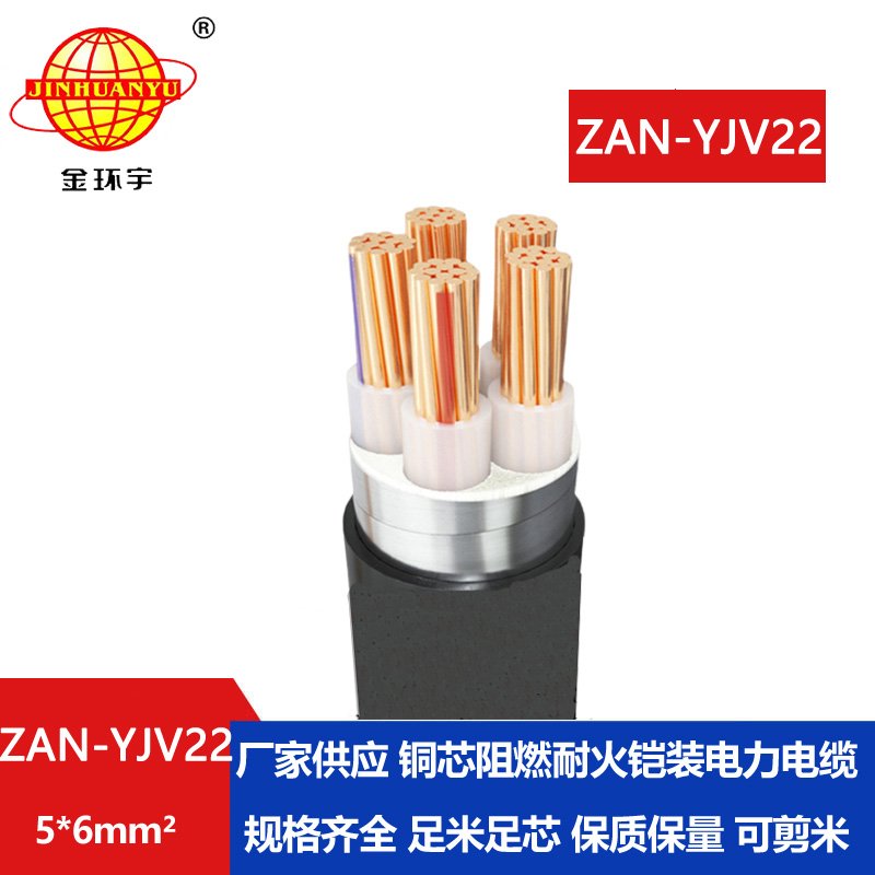 金環(huán)宇電線電纜 深圳電力電纜 a類阻燃耐火鎧裝電纜ZAN-YJV22-5X6平方