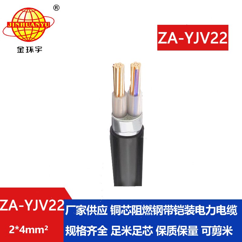 金環(huán)宇電纜 ZA-YJV22-2X4平方 阻燃鎧裝電力電纜 深