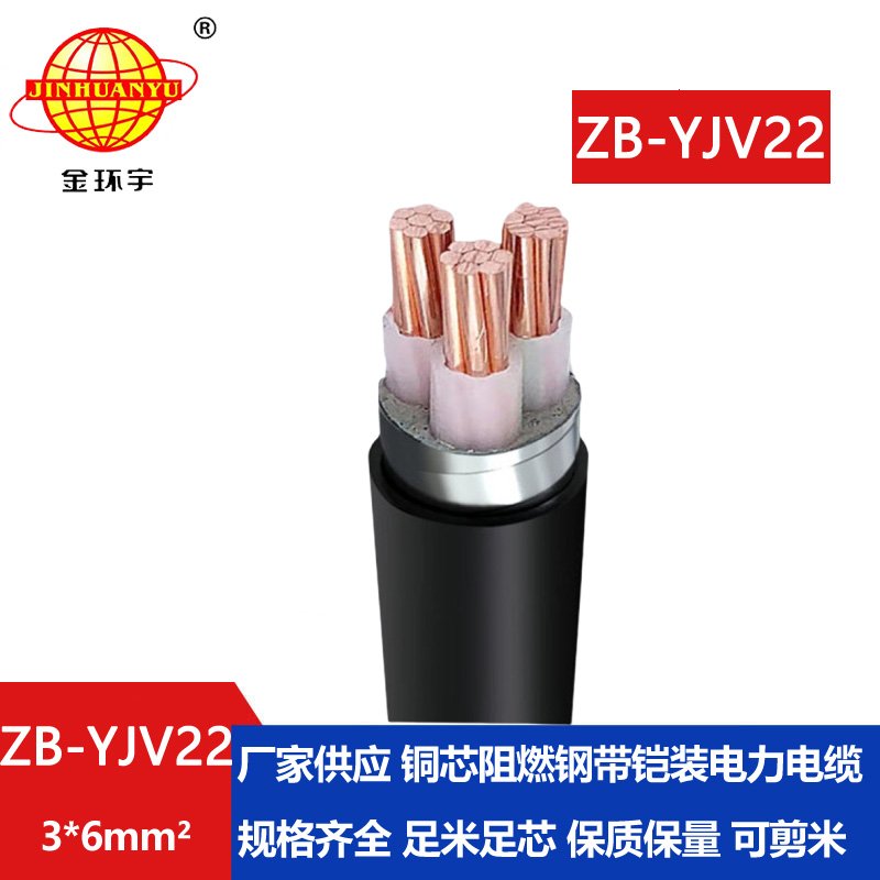 金環(huán)宇 三芯yjv22電纜鎧裝電力電纜ZB-YJV22-3X6平方 阻燃電纜